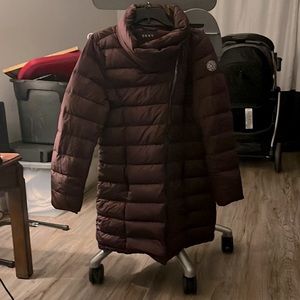 Puffy DKNY Jacket like new never worn long zip up cowl neck opening